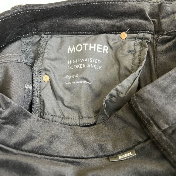 Mother Denim High Waisted Looker Ankle Jeans In Soft Skills 27 Crushed Velvet - Picture 6 of 9